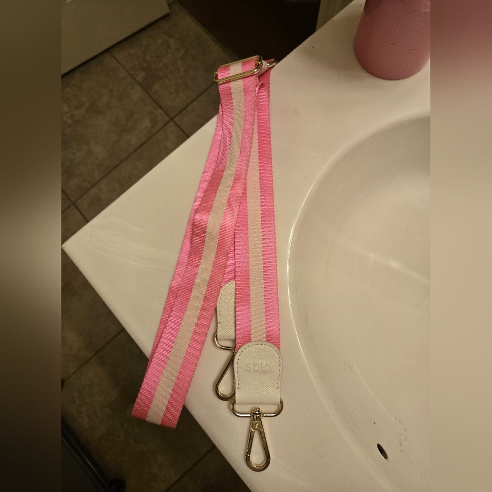 Stoney Clover Lane Bubblegum And White Crossbody Strap-$30